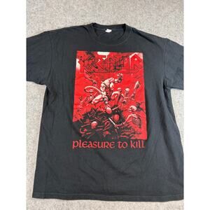 VTG Kreator Pleasure To Kill Shirt Mens Black Thrash Metal Graphic Tee Edgy XL